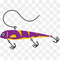 紫黄色矢量高级三钩鱼饵