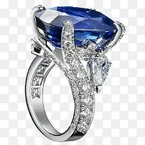 产品实物蓝宝石钻石镶嵌戒指