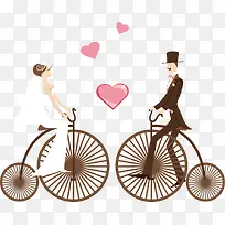 骑着单车的新郎新娘