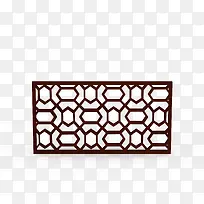 深棕色规则花纹长形古典中式花窗