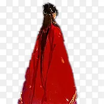 红袍背影女子立绘游戏人物