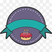 蓝色蛋糕生日标签