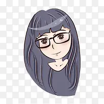 长头发戴眼镜的漫画女孩