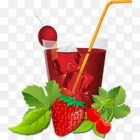 夏日草莓蔓越莓饮品
