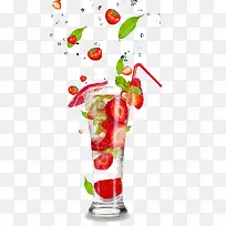 创意草莓果汁装饰元素
