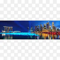 夜晚灯火通明城市时尚