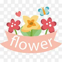 鲜花蝴蝶矢量图
