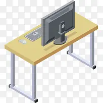 矢量图木质电脑桌