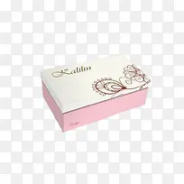 白色粉色棕色花纹鞋盒