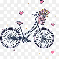 粉色自行车和花篮