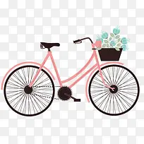装满鲜花的粉色单车矢量素材