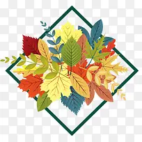 秋季彩色树叶标题框