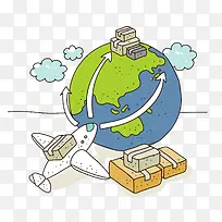 全球航空运输插画