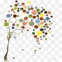 彩色缤纷创意手绘大树