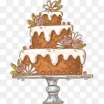 手绘卡通三层蛋糕婚礼蛋糕设计