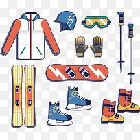 卡通彩色滑雪装备
