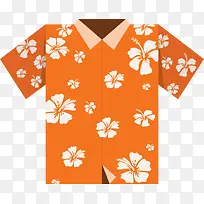 橘色花衬衫矢量夏威夷