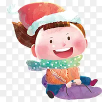 手绘小女孩素材