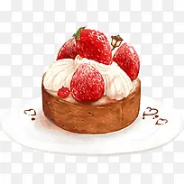 手绘水彩草莓蛋糕