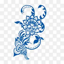 古典青花瓷牡丹花纹