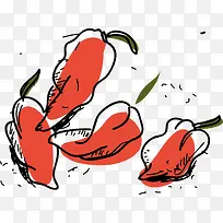红色手绘线条辣椒