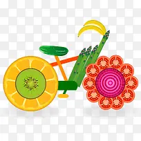 水彩水果组成自行车矢量图