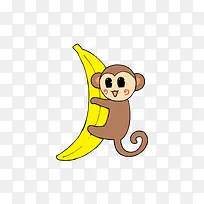趴在香蕉上的小猴子