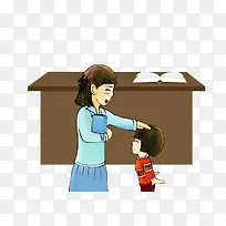 免抠卡通手绘开学季老师与学生