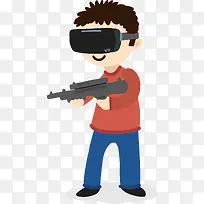 虚拟现实游戏射击人物矢量素材