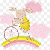 粉色卡通彩虹兔子