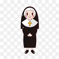 矢量卡通教堂的修女