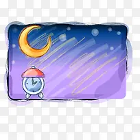 卡通手绘夜晚的窗户