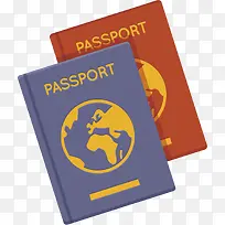矢量图红蓝色海外护照