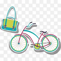 卡通手绘 自行车 包 日常用品
