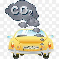 卡通手绘二氧化碳汽车装饰图案