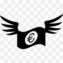 欧元钞票的翅膀图标