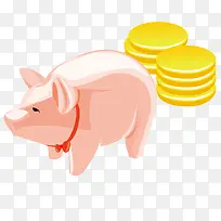 小猪存钱罐和硬币简图
