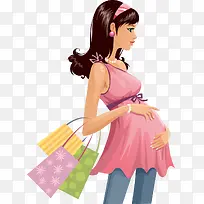 提购物袋的孕妇矢量素材