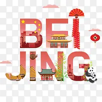 BEIJING红色艺术字