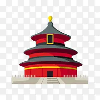 手绘卡通北京天坛