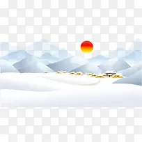 中国风冬季雪山海报背景素材