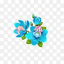 矢量蓝色水仙花装饰夏季