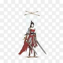 卡通古典提线木偶美女