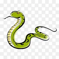 传统水墨绿色蛇