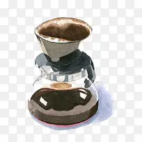 手绘水彩咖啡壶