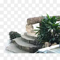 公园石头绿植