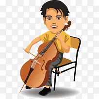 拉大提琴的男生矢量图