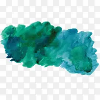蓝绿色大海背景手绘水彩画