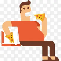 矢量图吃零食的男人