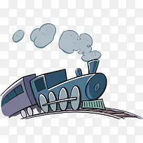 卡通插图行驶中的蒸汽火车